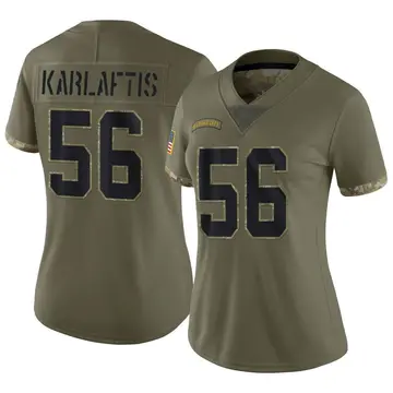 Nike George Karlaftis Women's Limited Kansas City Chiefs Olive 2022 Salute To Service Jersey