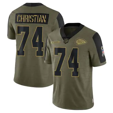 Nike Geron Christian Men's Limited Kansas City Chiefs Olive 2021 Salute To Service Jersey
