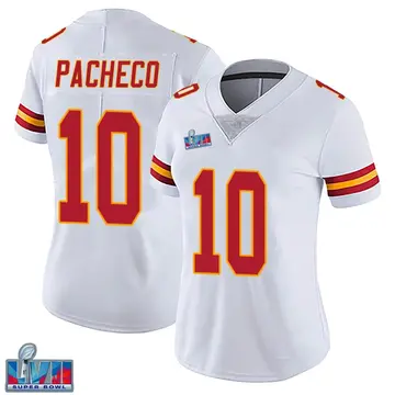 Nike Isiah Pacheco Women's Limited Kansas City Chiefs White Vapor Untouchable Super Bowl LVII Patch Jersey