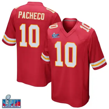 Nike Isiah Pacheco Youth Game Kansas City Chiefs Red Team Color Super Bowl LVII Patch Jersey
