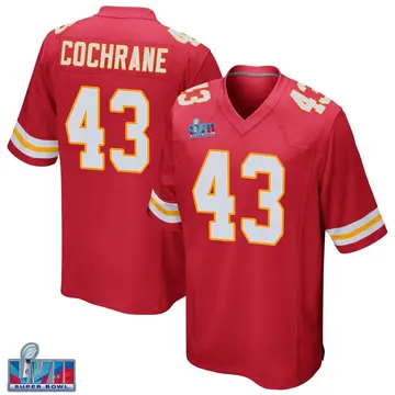 Nike Jack Cochrane Men's Game Kansas City Chiefs Red Team Color Super Bowl LVII Patch Jersey