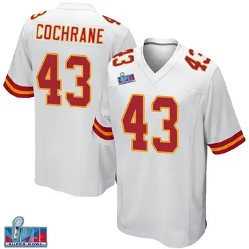 Nike Jack Cochrane Men's Game Kansas City Chiefs White Super Bowl LVII Patch Jersey