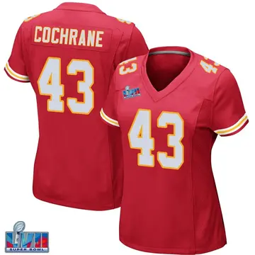 Nike Jack Cochrane Women's Game Kansas City Chiefs Red Team Color Super Bowl LVII Patch Jersey