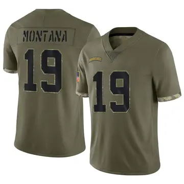 Nike Joe Montana Men's Limited Kansas City Chiefs Olive 2022 Salute To Service Jersey