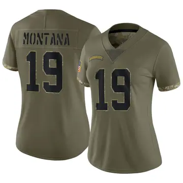 Nike Joe Montana Women's Limited Kansas City Chiefs Olive 2022 Salute To Service Jersey