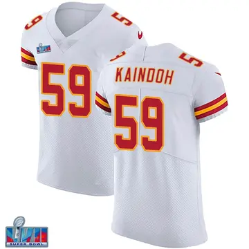 Nike Joshua Kaindoh Men's Elite Kansas City Chiefs White Vapor Untouchable Super Bowl LVII Patch Jersey