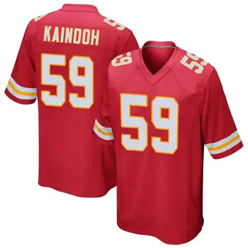 Nike Joshua Kaindoh Men's Game Kansas City Chiefs Red Team Color Jersey
