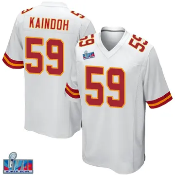 Nike Joshua Kaindoh Men's Game Kansas City Chiefs White Super Bowl LVII Patch Jersey