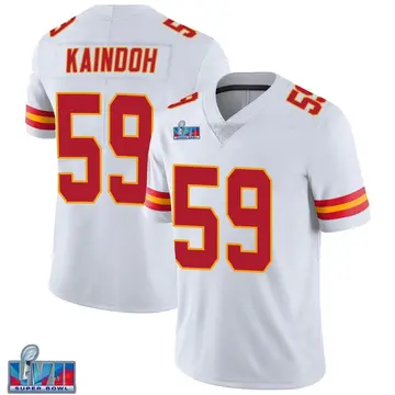 Nike Joshua Kaindoh Men's Limited Kansas City Chiefs White Vapor Untouchable Super Bowl LVII Patch Jersey