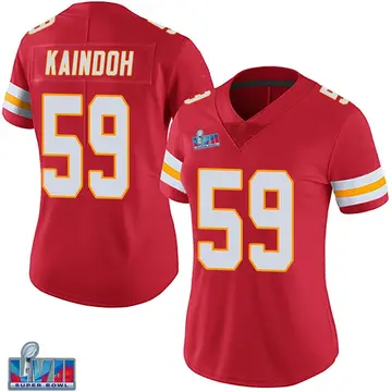 Nike Joshua Kaindoh Women's Limited Kansas City Chiefs Red Team Color Vapor Untouchable Super Bowl LVII Patch Jersey