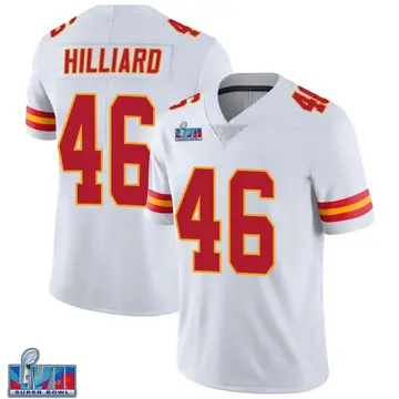 Nike Justin Hilliard Men's Limited Kansas City Chiefs White Vapor Untouchable Super Bowl LVII Patch Jersey