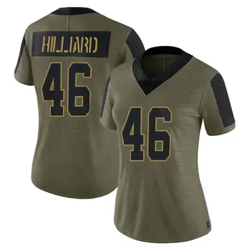 Nike Justin Hilliard Women's Limited Kansas City Chiefs Olive 2021 Salute To Service Jersey