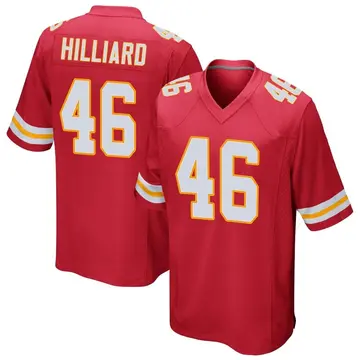 Nike Justin Hilliard Youth Game Kansas City Chiefs Red Team Color Jersey