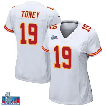 Nike Kadarius Toney Women's Game Kansas City Chiefs White Super Bowl LVII Patch Jersey