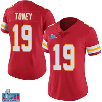 Nike Kadarius Toney Women's Limited Kansas City Chiefs Red Team Color Vapor Untouchable Super Bowl LVII Patch Jersey