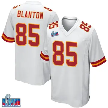 Nike Kendall Blanton Men's Game Kansas City Chiefs White Super Bowl LVII Patch Jersey