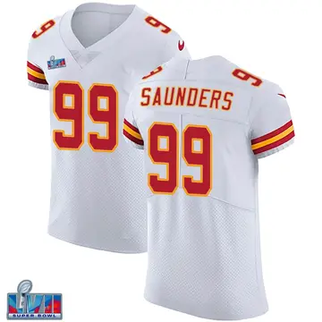 Nike Khalen Saunders Men's Elite Kansas City Chiefs White Vapor Untouchable Super Bowl LVII Patch Jersey