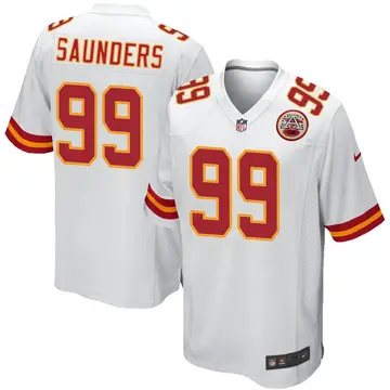 Nike Khalen Saunders Men's Game Kansas City Chiefs White Jersey