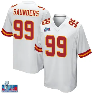 Nike Khalen Saunders Men's Game Kansas City Chiefs White Super Bowl LVII Patch Jersey