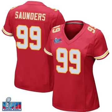 Nike Khalen Saunders Women's Game Kansas City Chiefs Red Team Color Super Bowl LVII Patch Jersey