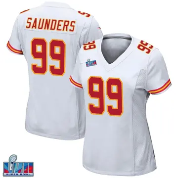 Nike Khalen Saunders Women's Game Kansas City Chiefs White Super Bowl LVII Patch Jersey