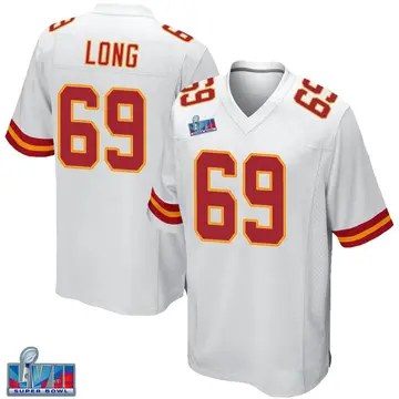 Nike Kyle Long Youth Game Kansas City Chiefs White Super Bowl LVII Patch Jersey