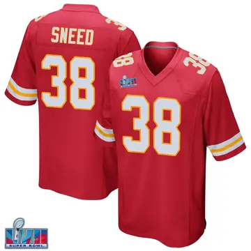 Nike L'Jarius Sneed Youth Game Kansas City Chiefs Red Team Color Super Bowl LVII Patch Jersey