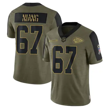 Nike Lucas Niang Youth Limited Kansas City Chiefs Olive 2021 Salute To Service Jersey