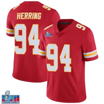 Nike Malik Herring Men's Limited Kansas City Chiefs Red Team Color Vapor Untouchable Super Bowl LVII Patch Jersey