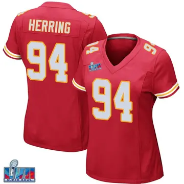 Nike Malik Herring Women's Game Kansas City Chiefs Red Team Color Super Bowl LVII Patch Jersey