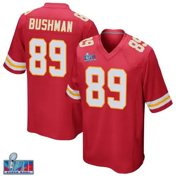 Nike Matt Bushman Men's Game Kansas City Chiefs Red Team Color Super Bowl LVII Patch Jersey
