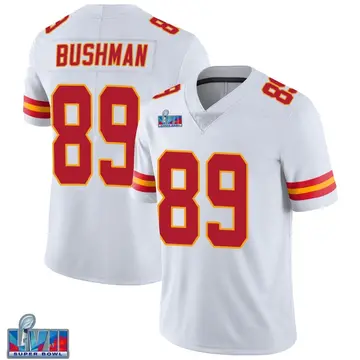 Nike Matt Bushman Men's Limited Kansas City Chiefs White Vapor Untouchable Super Bowl LVII Patch Jersey