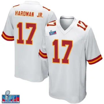 Nike Mecole Hardman Men's Game Kansas City Chiefs White Super Bowl LVII Patch Jersey