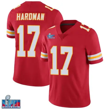 Nike Mecole Hardman Men's Limited Kansas City Chiefs Red Team Color Vapor Untouchable Super Bowl LVII Patch Jersey