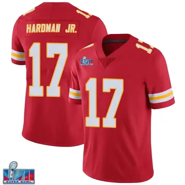 Nike Mecole Hardman Men's Limited Kansas City Chiefs Red Team Color Vapor Untouchable Super Bowl LVII Patch Jersey