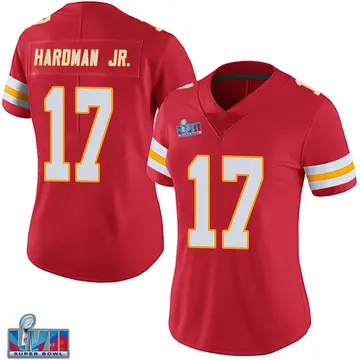 Nike Mecole Hardman Women's Limited Kansas City Chiefs Red Team Color Vapor Untouchable Super Bowl LVII Patch Jersey