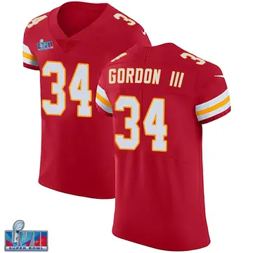 Nike Melvin Gordon III Men's Elite Kansas City Chiefs Red Team Color Vapor Untouchable Super Bowl LVII Patch Jersey