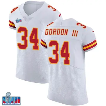 Nike Melvin Gordon III Men's Elite Kansas City Chiefs White Vapor Untouchable Super Bowl LVII Patch Jersey
