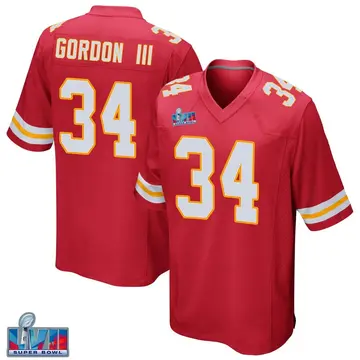 Nike Melvin Gordon III Men's Game Kansas City Chiefs Red Team Color Super Bowl LVII Patch Jersey