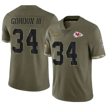 Nike Melvin Gordon III Men's Limited Kansas City Chiefs Olive 2022 Salute To Service Jersey