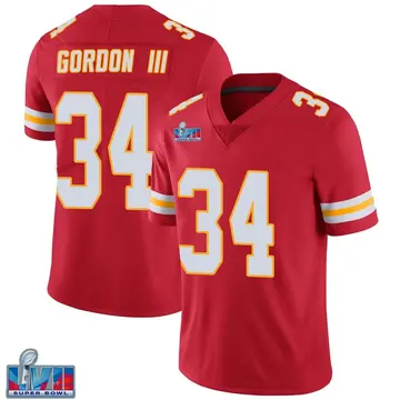 Nike Melvin Gordon III Men's Limited Kansas City Chiefs Red Team Color Vapor Untouchable Super Bowl LVII Patch Jersey