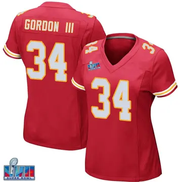 Nike Melvin Gordon III Women's Game Kansas City Chiefs Red Team Color Super Bowl LVII Patch Jersey