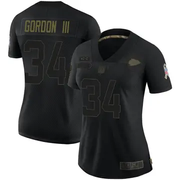 Nike Melvin Gordon III Women's Limited Kansas City Chiefs Black 2020 Salute To Service Jersey