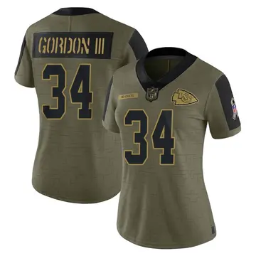 Nike Melvin Gordon III Women's Limited Kansas City Chiefs Olive 2021 Salute To Service Jersey