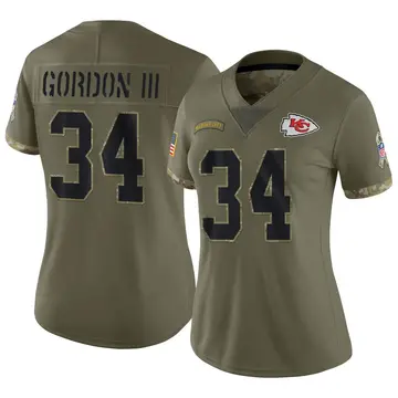 Nike Melvin Gordon III Women's Limited Kansas City Chiefs Olive 2022 Salute To Service Jersey