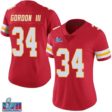 Nike Melvin Gordon III Women's Limited Kansas City Chiefs Red Team Color Vapor Untouchable Super Bowl LVII Patch Jersey