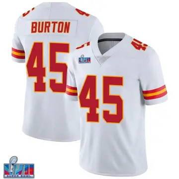 Nike Michael Burton Men's Limited Kansas City Chiefs White Vapor Untouchable Super Bowl LVII Patch Jersey