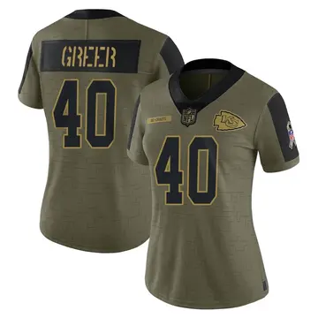 Nike Nasir Greer Women's Limited Kansas City Chiefs Olive 2021 Salute To Service Jersey