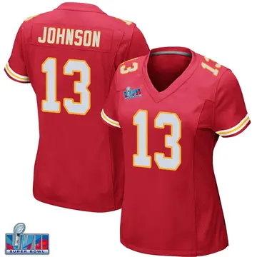 Nike Nazeeh Johnson Women's Game Kansas City Chiefs Red Team Color Super Bowl LVII Patch Jersey