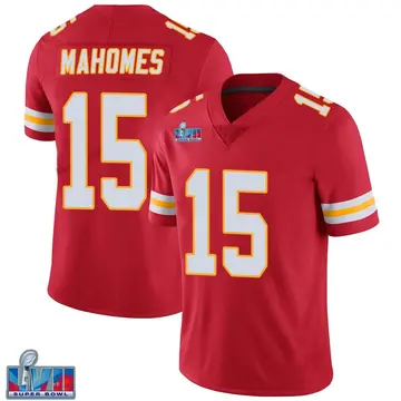 Nike Patrick Mahomes Youth Limited Kansas City Chiefs Red Team Color Vapor Untouchable Super Bowl LVII Patch Jersey